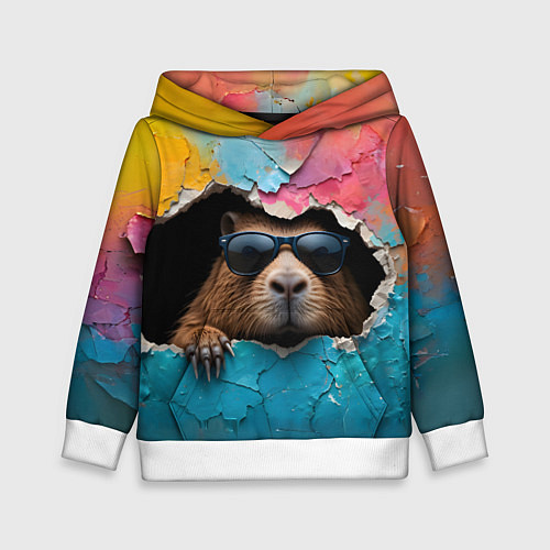Детская толстовка Капибара в стене / 3D-Белый – фото 1