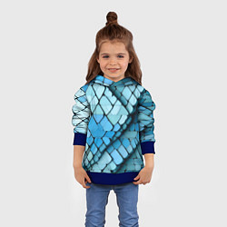Толстовка-худи детская Синие рельефные плитки, цвет: 3D-синий — фото 2