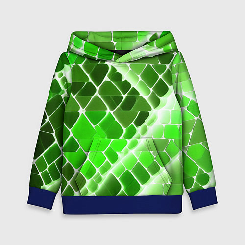 Детская толстовка Зелёные рельефные плитки и белое свечение / 3D-Синий – фото 1