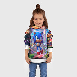 Толстовка-худи детская Соник в красочной стране, цвет: 3D-белый — фото 2