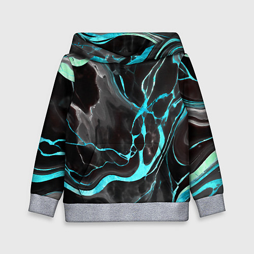 Детская толстовка Голубые флюиды на чёрном фоне / 3D-Меланж – фото 1