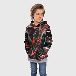 Толстовка-худи детская Красно-чёрный мрамор, цвет: 3D-меланж — фото 2