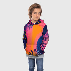 Толстовка-худи детская Векторная абстракция с растениями - нейросеть, цвет: 3D-меланж — фото 2