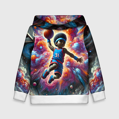 Детская толстовка Бейсболист и космос / 3D-Белый – фото 1