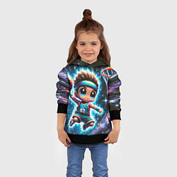 Толстовка-худи детская Бейсболист с мячом, цвет: 3D-черный — фото 2