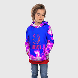 Толстовка-худи детская Nirvana neon flame, цвет: 3D-красный — фото 2