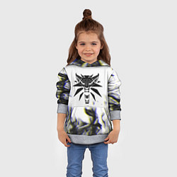 Толстовка-худи детская Ведьмак глитч огонь, цвет: 3D-меланж — фото 2