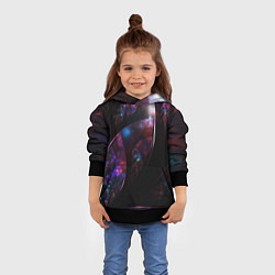 Толстовка-худи детская Неоновая психоделика абстракция, цвет: 3D-черный — фото 2