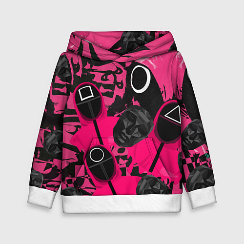 Детская толстовка Игра в кальмара маска распорядителя и стражи / 3D-Белый – фото 1