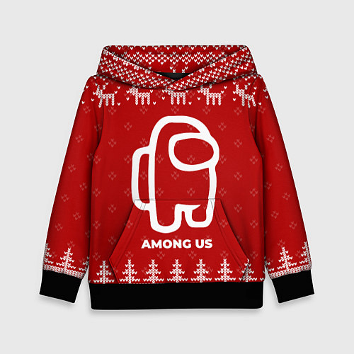 Детская толстовка Новогодний Among Us с оленями / 3D-Черный – фото 1