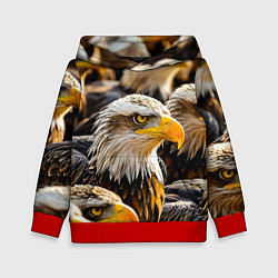 Толстовка-худи детская Белоголовые орланы, цвет: 3D-красный