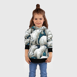 Толстовка-худи детская Свора белых медведей, цвет: 3D-черный — фото 2