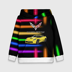 Толстовка-худи детская Chevrolet Corvette - racing team, цвет: 3D-белый