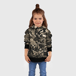 Толстовка-худи детская Медведь на фоне десантников танков и самолетов, цвет: 3D-черный — фото 2