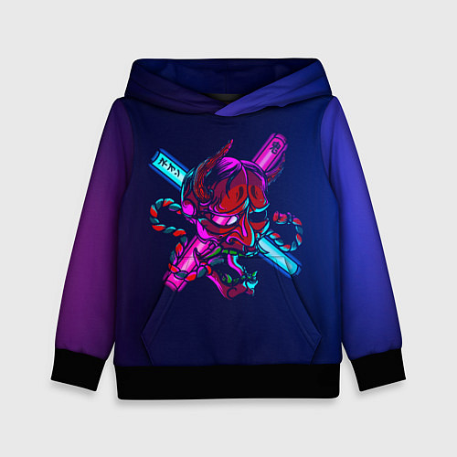 Детская толстовка Демон они неоновый / 3D-Черный – фото 1