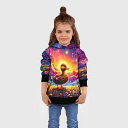 Толстовка-худи детская Космическая уточка, цвет: 3D-черный — фото 2