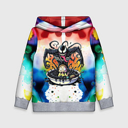 Толстовка-худи детская Веном присмотрелся к Морти - ядовитая слизь, цвет: 3D-меланж