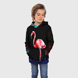 Толстовка-худи детская Фламинго на черном, цвет: 3D-синий — фото 2