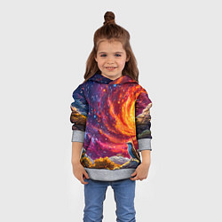 Толстовка-худи детская Кукушка в космосе, цвет: 3D-меланж — фото 2