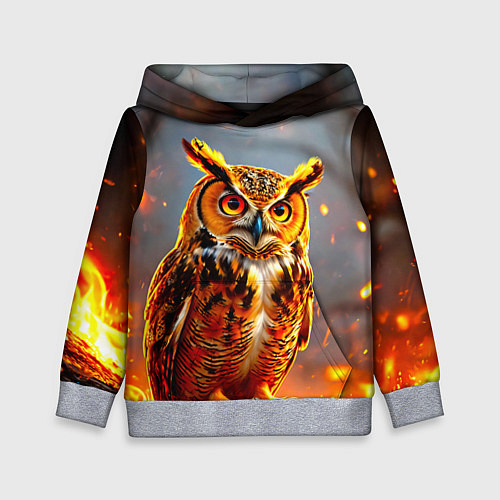 Детская толстовка Филин в огне / 3D-Меланж – фото 1
