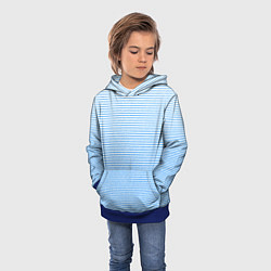Толстовка-худи детская Белый с голубым текстурный в полоску, цвет: 3D-синий — фото 2