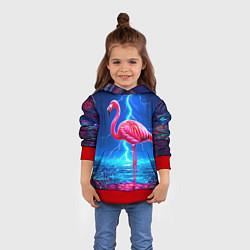 Толстовка-худи детская Фламинго и молния, цвет: 3D-красный — фото 2