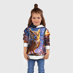 Толстовка-худи детская Золотистая сова, цвет: 3D-белый — фото 2