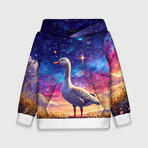 Детская толстовка Гусь и космос / 3D-Белый – фото 1