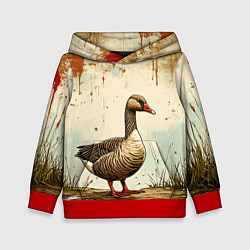 Толстовка-худи детская Гусь, цвет: 3D-красный