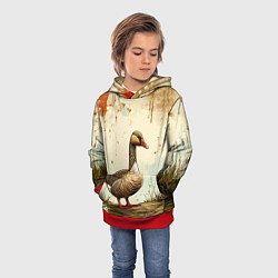 Толстовка-худи детская Гусь, цвет: 3D-красный — фото 2