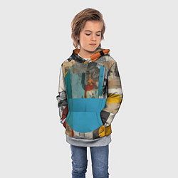 Толстовка-худи детская Абстрактный ретро коллаж, цвет: 3D-меланж — фото 2