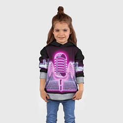Толстовка-худи детская Розовый неоновый микрофон, цвет: 3D-меланж — фото 2