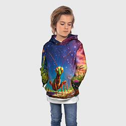Толстовка-худи детская Богомол и звездное небо, цвет: 3D-белый — фото 2