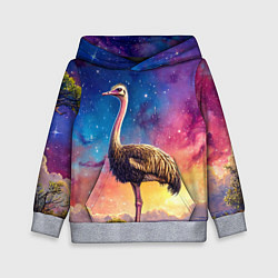 Толстовка-худи детская Страус и звездное небо, цвет: 3D-меланж