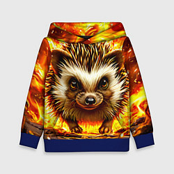 Толстовка-худи детская Еж в огне, цвет: 3D-синий