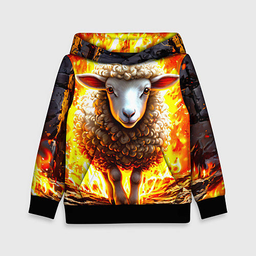 Детская толстовка Овечка в огне / 3D-Черный – фото 1