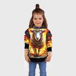 Толстовка-худи детская Овечка в огне, цвет: 3D-черный — фото 2