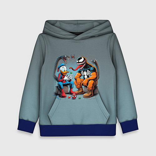Детская толстовка Two dudes - Venom and Spider-Duck / 3D-Синий – фото 1