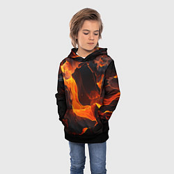 Толстовка-худи детская Огонь и лава - текстура, цвет: 3D-черный — фото 2