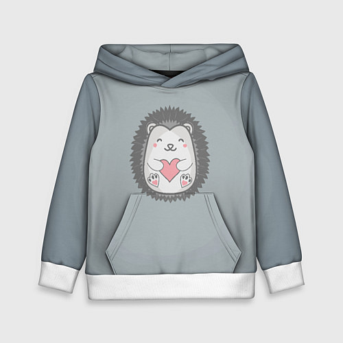Детская толстовка Ёжик с сердечком / 3D-Белый – фото 1