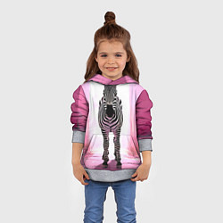 Толстовка-худи детская Зебра в розовом коридоре, цвет: 3D-меланж — фото 2