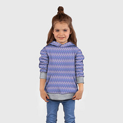 Толстовка-худи детская Нежный сине-сиреневый волнистые полосы, цвет: 3D-меланж — фото 2