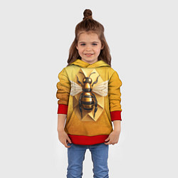 Толстовка-худи детская Пчела на золоте, цвет: 3D-красный — фото 2