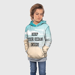Толстовка-худи детская Keep your ocean inside, цвет: 3D-меланж — фото 2