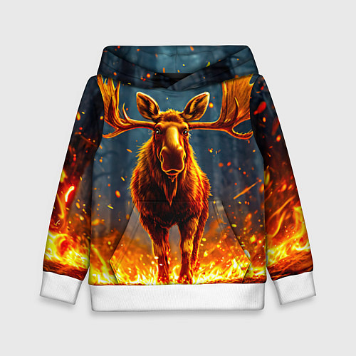Детская толстовка Лось в огне / 3D-Белый – фото 1