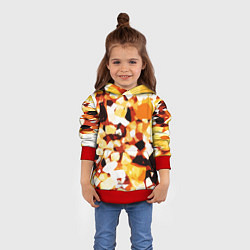 Толстовка-худи детская Жёлто-белая абстракция на чёрном фоне, цвет: 3D-красный — фото 2