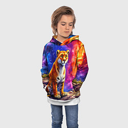 Толстовка-худи детская Пума и звездное небо, цвет: 3D-белый — фото 2