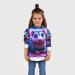 Толстовка-худи детская Малыш опоссум, цвет: 3D-белый — фото 2