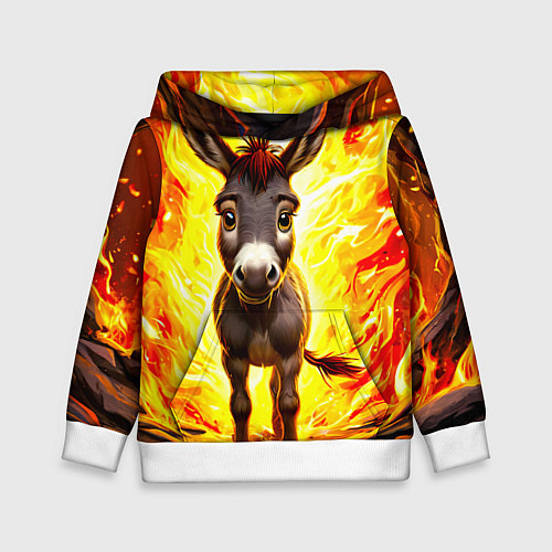 Детская толстовка Ослик в огне / 3D-Белый – фото 1
