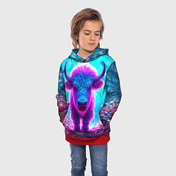 Толстовка-худи детская Белый буйвол, цвет: 3D-красный — фото 2